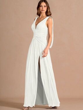 Azazie Quellia White Maxi Dress